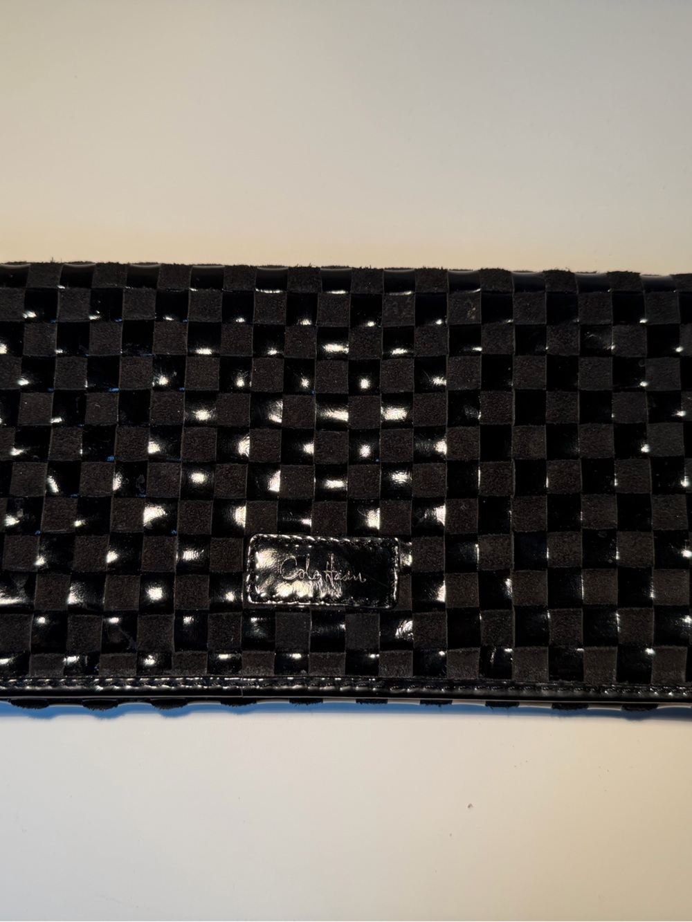 Cole Haan Black and Brown Woven Clutch